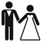 Bride and groom black icon. Wedding couple symbol