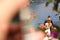 Bride and groom dancing near the sea