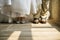 Bride and Groom Feet Standing on Wooden Floor