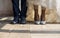 Bride and Groom Feet Standing on Wooden Floor