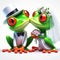 bride and groom getting married illustration of a funny red eyed tree frog