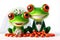 bride and groom getting married illustration of a funny red eyed tree frog