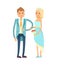Bride and Groom in Good Mood Vector Illustration