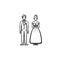 Bride and groom hand drawn sketch icon.