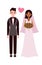 Bride and groom. Happy romantic multiethnic couple standing on wedding ceremony young wife and husband together