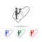the bride and groom in the heart icons. Elements of wedding in multi colored icons. Premium quality graphic design icon. Simple ic