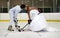 Bride and Groom hockey face off