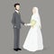 Bride and Groom, Islamic wedding cartoon character.