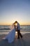 Bride and Groom Marriage Kissing Sunset Beach Wedding