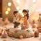 Bride and groom miniature figurines