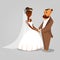 Bride and Groom, Newlyweds Cartoon Illustration