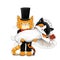 Bride and Groom Orange Tabby and Tricolor Calico - Cartoon Cat Wedding