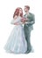 Bride and groom romantic illustration