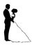 Bride and groom silhouette, vector icon, contour drawing, black and white illustration.