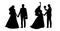 Bride and groom silhouettes set 4