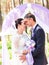 Bride and Groom Under Archway