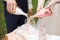 Bride and groom during wedding sand ceremony