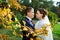 Bride and groom on wedding walking