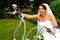 Bride on Harley Davidson bike