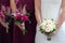 A bride and her bridesmaid\'s flowers