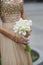 Bride hold her calla wedding bouquet