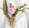 Bride Holding Flower Bouquet Wedding Engagement Ceremony