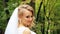 Bride looks into camera Turning Smiling Young