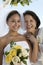 Bride and mother with bouquet