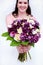 Bride with Purple and White Bouquet
