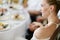 Bride at the reception table