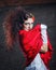 Bride with red shawl