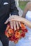 The Bride`s bouquet and handkerchief details.