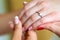 bride\'s manicure.Hands of bride place for text