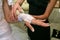 Bride shows her manicured hand