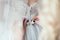 Bride tied white dress