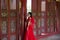 Bride in traditional dress at Royal Palace in Hue, Vietnam