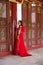 Bride in traditional dress at Royal Palace in Hue, Vietnam