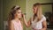 Bride up his cheeks. Professional makeup for woman with healthy young face skin
