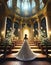 the bride walks to the altar through an aisle full of flowers