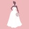 Bride in a wedding dress, silhouette. Luxury wedding illustration, template for invitation. Illustration