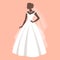 Bride in a wedding dress, silhouette. Luxury wedding illustration, template for invitation. Illustration