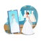 Bride in Wedding Salon, Shop Vector Illustration