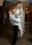 Bridegroom and bride dancing