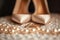 Brides morning wedding rings, female shoes, and decoration essentials
