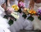 Brides with wedding bouquets