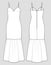 Bridesmaid maxi dress. Fishtail hem. Fashion sketch. Vector illustration.