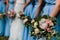 Bridesmaids in blue