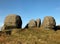 The bridestones a large group of gritstone rock formations in west yorkshire landscape near todmorden