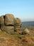 Bridestones a large group of gritstone rock formations in west yorkshire landscape near todmorden