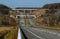 Bridge above the highway, fall landscape